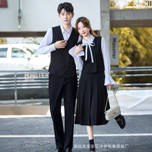 学院风马甲百褶裙套装男女春秋幼儿园老师园服演讲合唱团服装工装