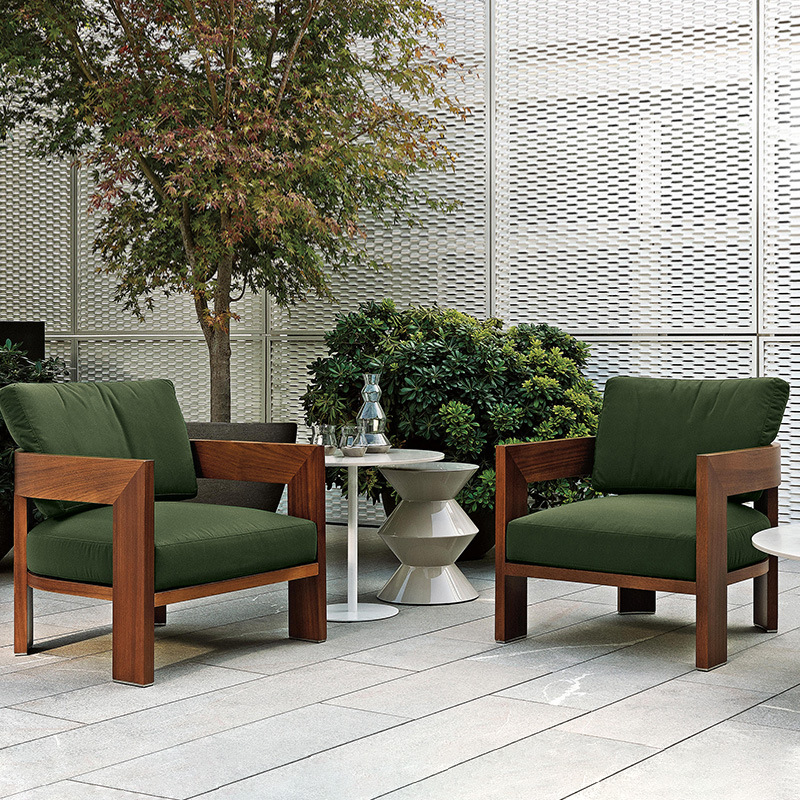 Sofá al aire libre villa al aire libre Hotel Patio jardín teca ocio combinación protección solar sofá impermeable muebles de madera maciza
