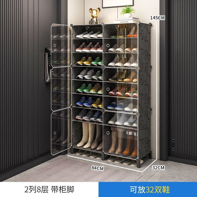 Estante de zapatos simple puerta doméstica multicapa de almacenamiento a prueba de polvo interior nuevo tipo 2026 alquiler transparente gabinete de zapatos de plástico