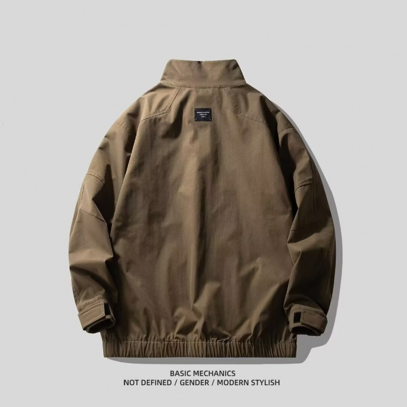 Pilotenjacke Herbst Herren American High Street Funktionaler Sonnenschutz Lose Stehkragen Mantel Top Workwear Style_voghion.com