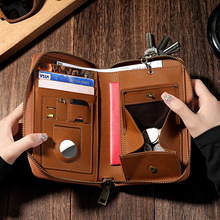 新款多功能头层疯马皮证件包钱包跨境男女士真皮旅行护照包含挂绳