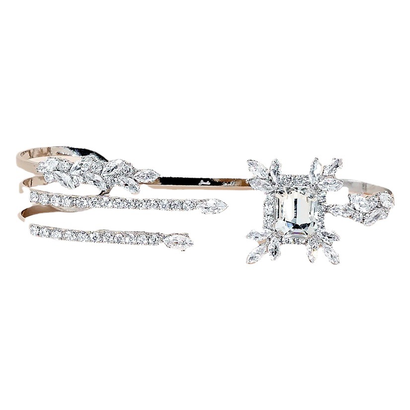 2023 nueva pulsera de circón moda europea y americana nupcial boda luz de lujo pulsera abierta pulsera