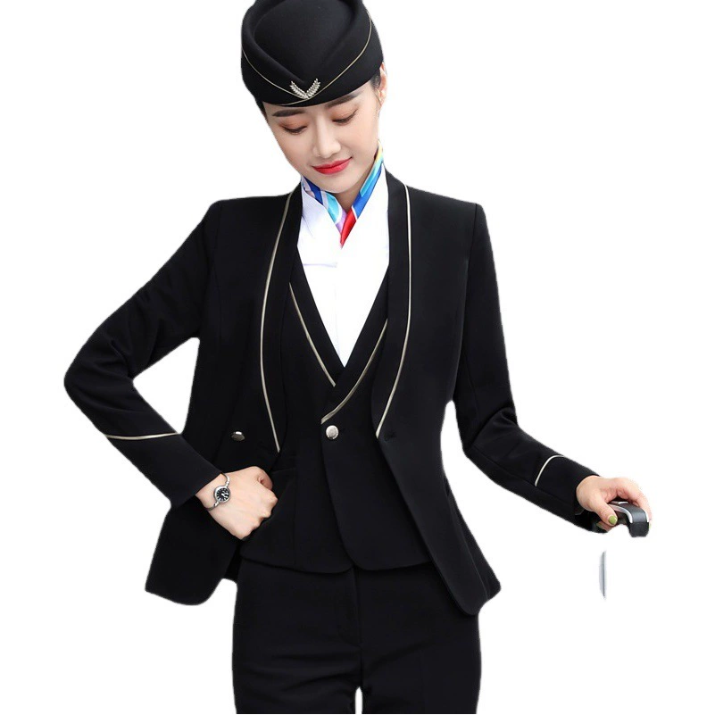 Сестра China Southern Airlines Униформа авиационного колледжа Профессиональный костюм Жилет Комплект осенней и зимней косметологической рабочей одежды Профессиональная школьная форма