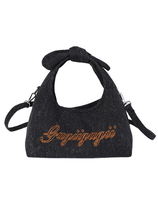 Bolso para mujeres 2026 nuevo estilo coreano bordado letras de brazalete bolso de tela alta textura denim mochila casual