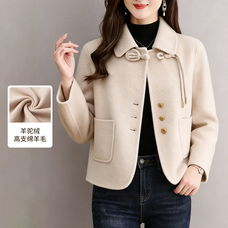 2026新款羊毛短款双面羊绒大衣女秋冬洋气长毛呢子宽松小个子外套