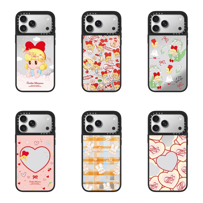 Girl Holding Flowers, Green Leaves, Bow, Magsafe Magnetic Apple 17Promax Phone Case, 15 Transparent, 14 Cartoon