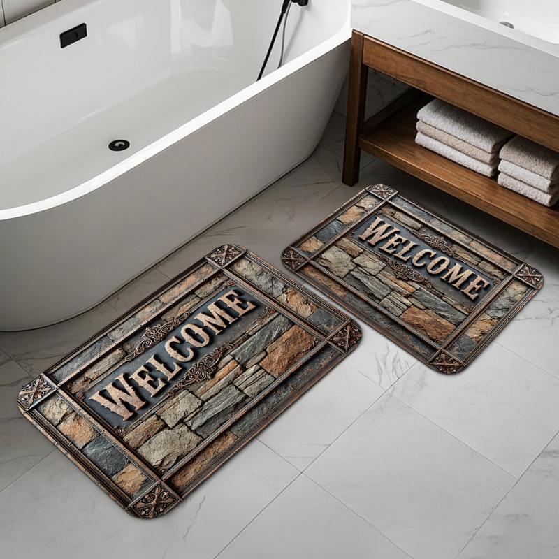 3D Illusion Bathroom Mat, Soft Diatomite Chenille Doormat, TPR Non-slip Base, Super Absorbent, Quick Dry, Anti-mold, Washable, Eco-friendly, Nordic &_voghion.com