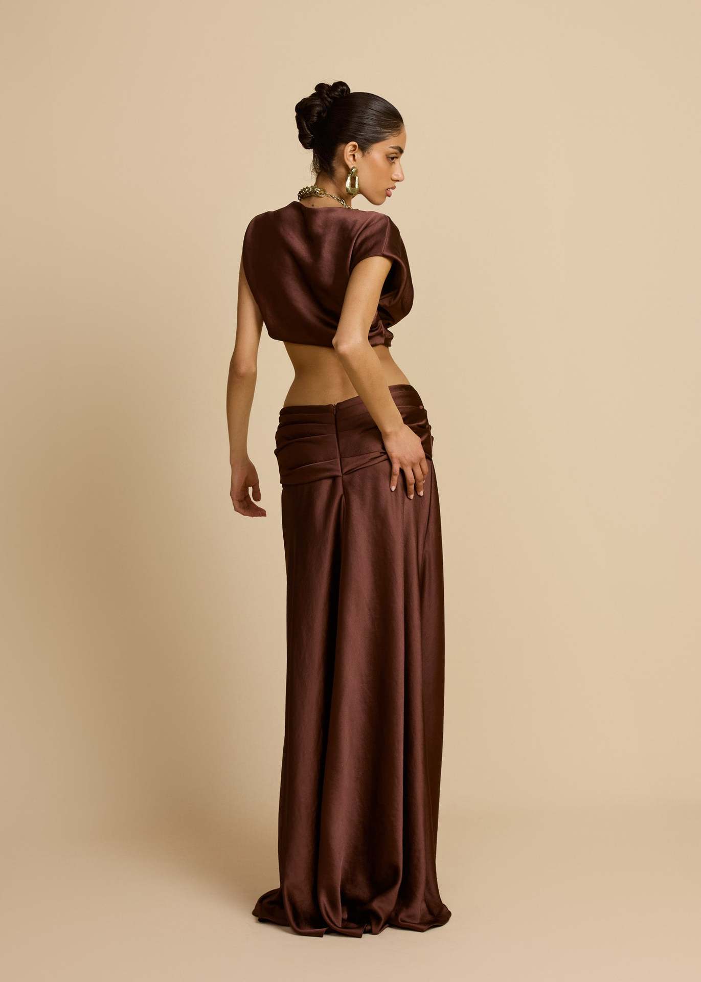 Sexy Geometric Panel Two-Piece Dress Set, Ruched Bustier Top With Asymmetrical Skirt For Women Fashion-Forward Two-Piece Set_ecoleips.com