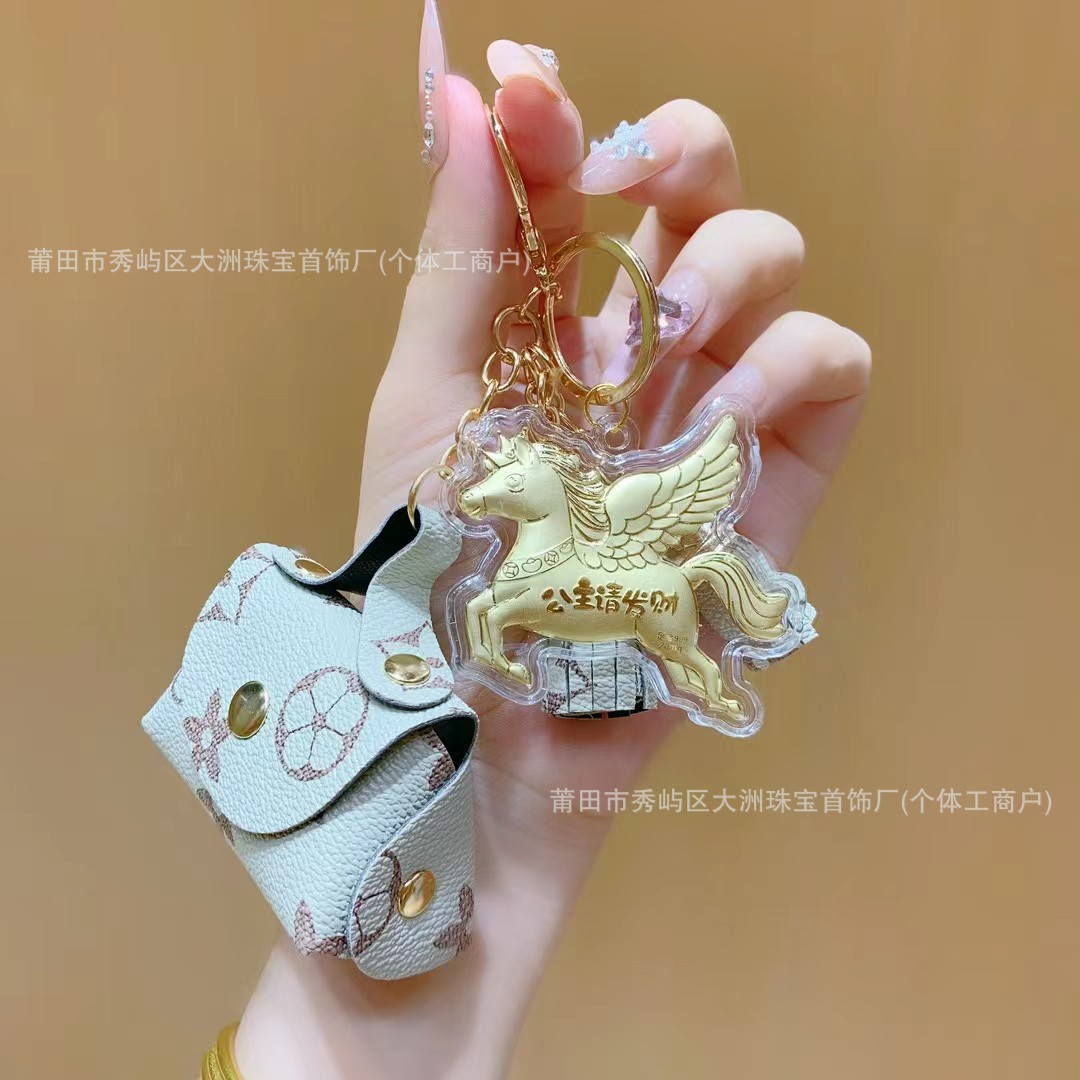 Año del Caballo de oro llavero de automóvil pequeño colgante 999 dinero de inmediato bolso llavero personalizado pequeño regalo