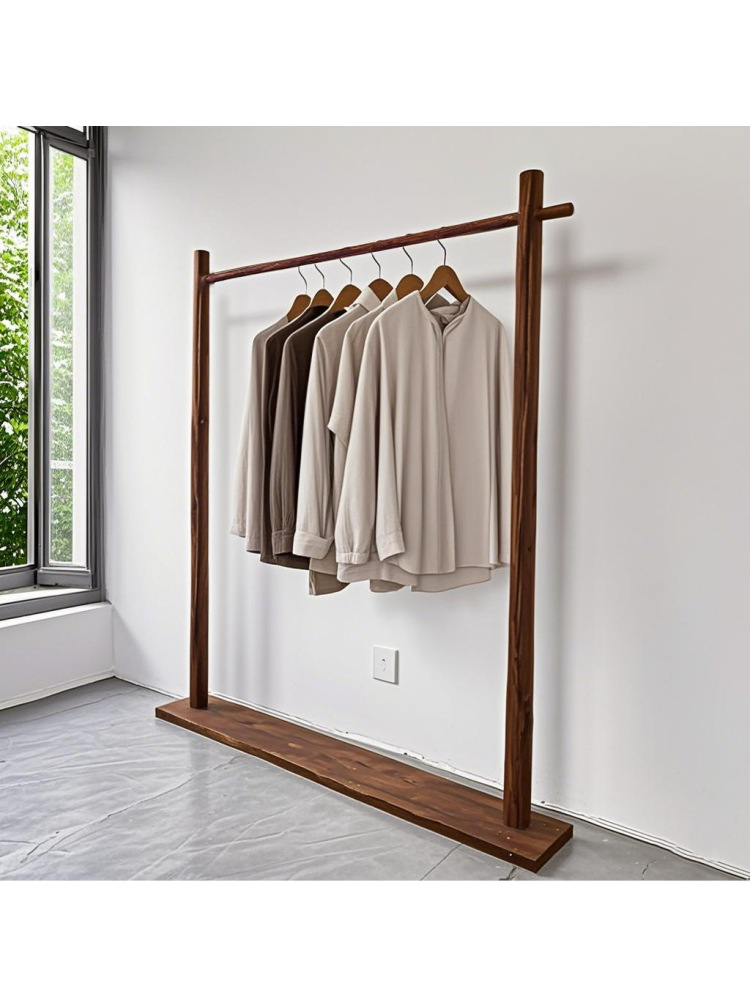Solid Wood Floor-Standing Coat Rack Creative Clothing Store Display Rack Storage Rack B&B Home Bedroom Log Clothes Rack