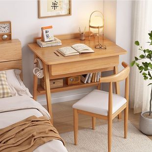 Solid Wood Leg Dressing Table Household Small Makeup Table Small Apartment Study Table and Chair Set Computer Table Bedroom Small Apartment