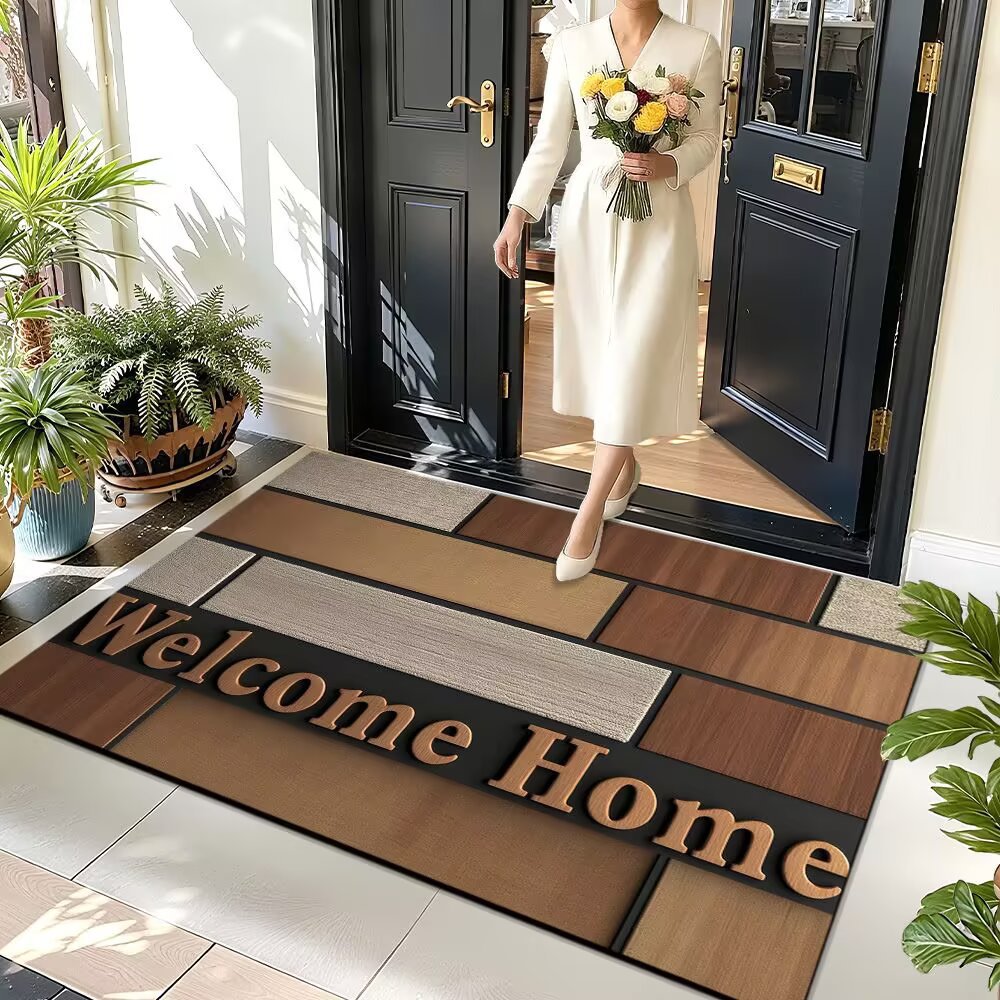 Bienvenido a entradas transfronterizas alfombras de la puerta alfombras anti-deslizante de absorción de agua alfombras de la puerta doméstica fácil de cuidar