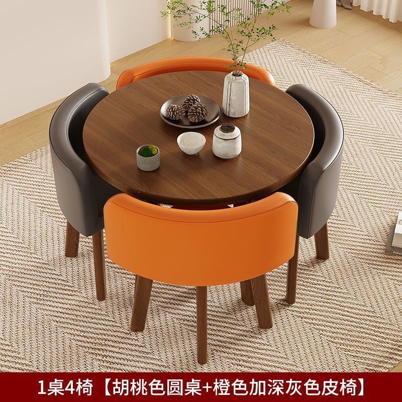 Mesa de comedor doméstica simple y moderna, mesa de comedor, mesa de comedor, mesa de comedor, mesa redonda de sala de estar, silla de comedor de almacenamiento completo image 5