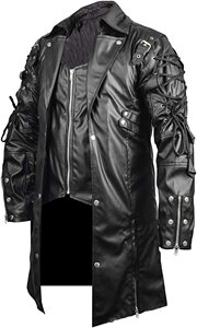 外贸男士万圣节中世纪服装 蒸汽朋克哥特风皮衣外套男图片