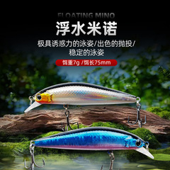 Lure Bait Zhanbo 7g, 75mm, for Long-Range Casting—Floating Minnow Style with Fixed Weight and Surface Action—Ideal for Bass and Mandarin Fish