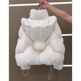 白色连帽短款羽绒服女秋冬季2025新款公主风年轻气质时尚洋气批发