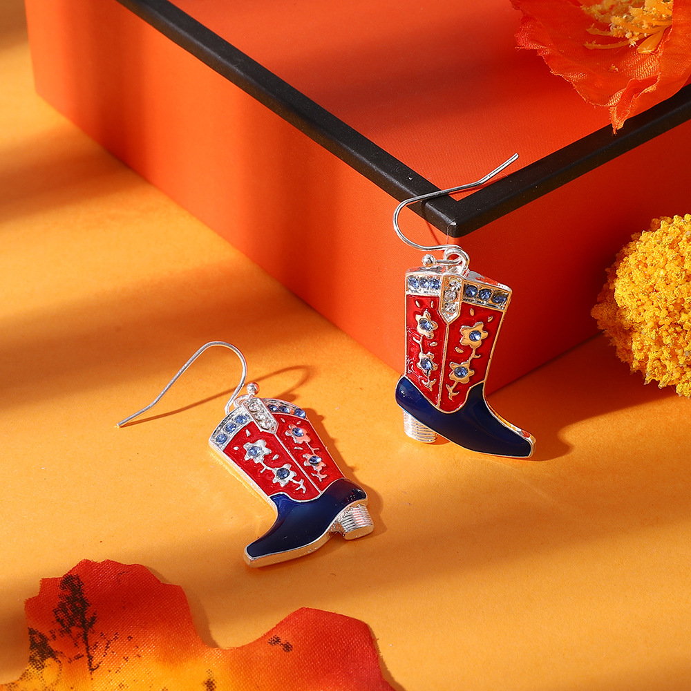 Holiday Occasion Alloy Material 1 Pair Halloween Simple Style Shoe Inlay Alloy Artificial Gemstones Drop Earrings