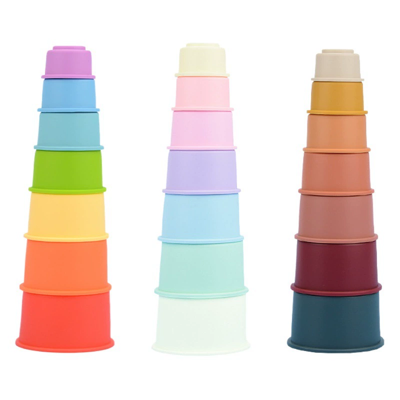 Трансграничное детское штабелирование, сборная чашка, интерактивная музыка, детские силиконовые развивающие игрушки, раннее образование, детское питание