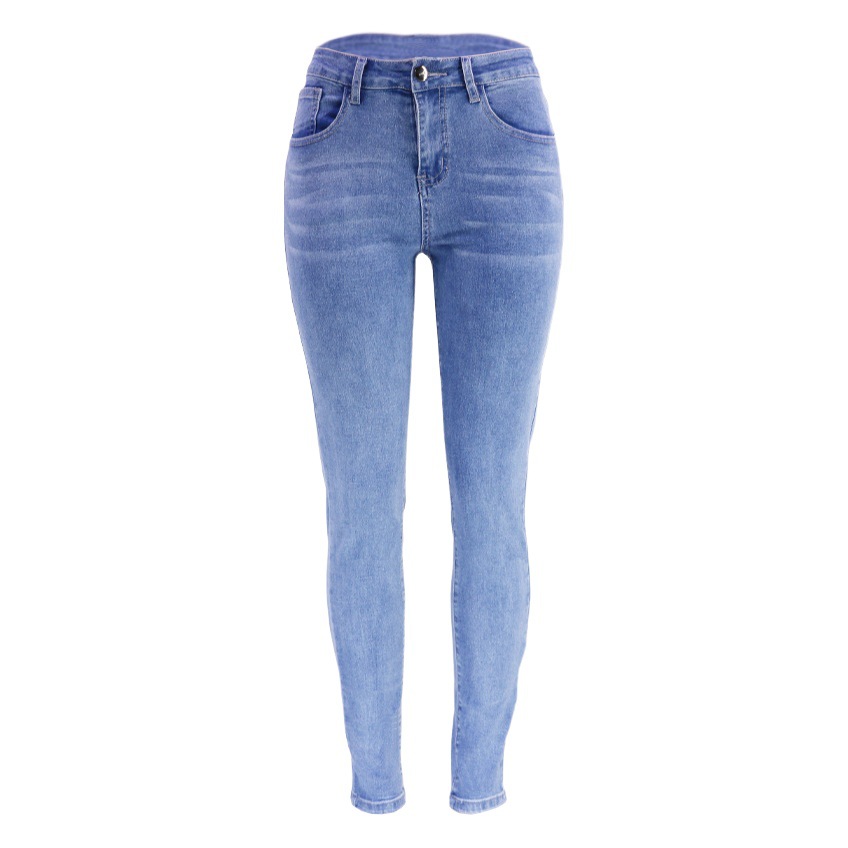 Pantalones Vaqueros de Mezclilla al por Mayor, Otoño/Invierno 2025, Nuevo Estilo Europeo y Americano, Cintura Alta, Ajustados, Azules, Disponibles en Existencia