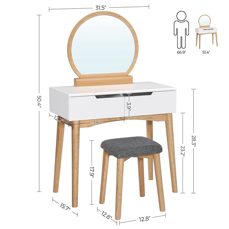 Nuevo en stock luz de lujo simple mesa de maquillaje dormitorio pequeño apartamento moderno almacenamiento en el hogar tocador integrado con espejo