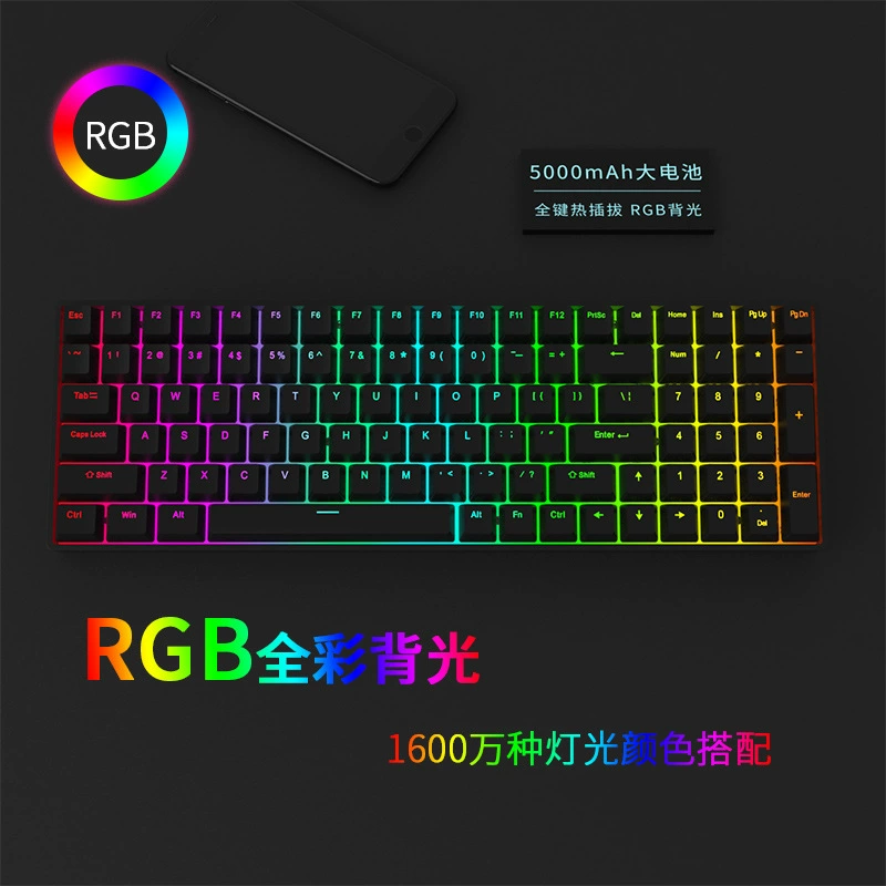 Osai DK100 Механическая клавиатура RGB Cherry Cherry Axis Green Black Tea 2.4G Беспроводная проводная Bluetooth Три модели DIY