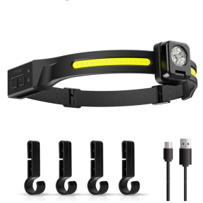 Cross-Border New Silicone Running COB+LED Dual Light Source Outdoor Lighting Foldable Night Fishing Induction Headlight_desvips.com