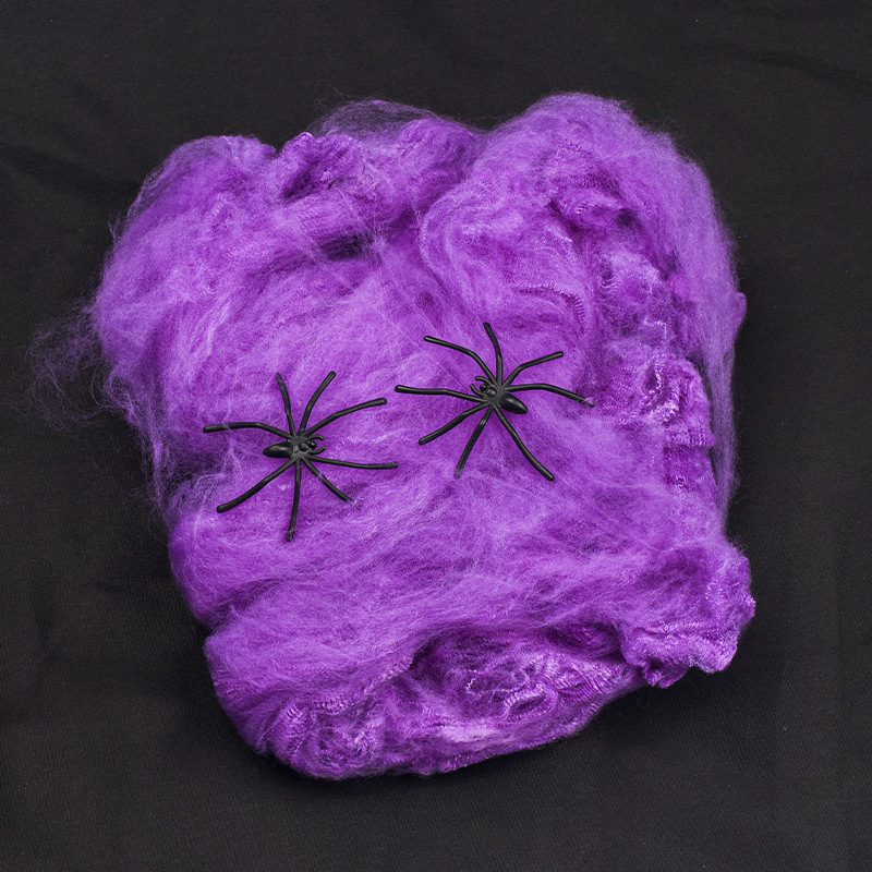 Halloween Decoration Haunted House Secret Room Colorfulful Spider Web Artificial Spider Elastic Stretch Spider Cotton Net Easter
