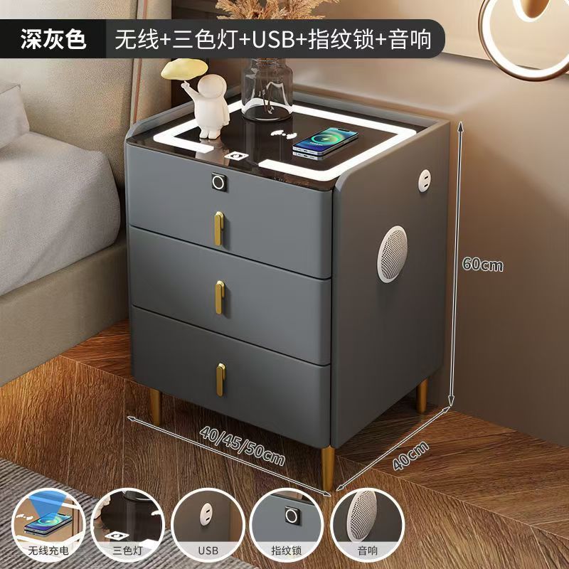 Y66#다크 그레이 스마트 모델 + 조명 + USB + 오디오 + 지문 잠금 장치