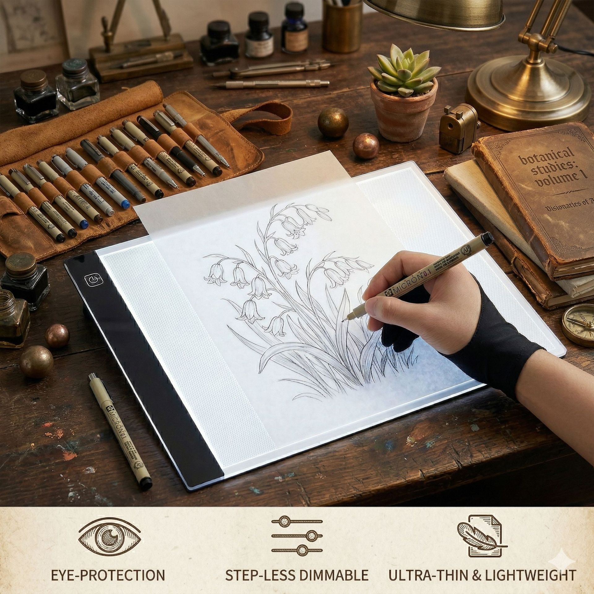 Source Factory A5 Copy Table Led Tracing Board for Anime Hand-Drawn Tracing, Dimmable Copy Table with Customizable Logo