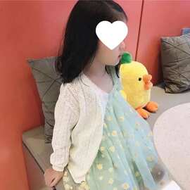 婴儿夏季薄款空调针织衫女童镂空防晒衣中小童毛衣外套儿童防晒衫