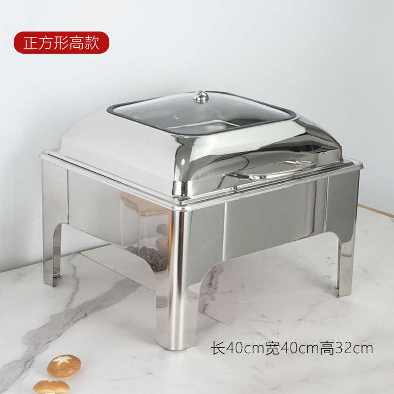 De acero inoxidable de lujo buffet estufa calefacción eléctrica buffet estufa de hotel hidráulico de alimentos cocinados Flip visual olla de aislamiento