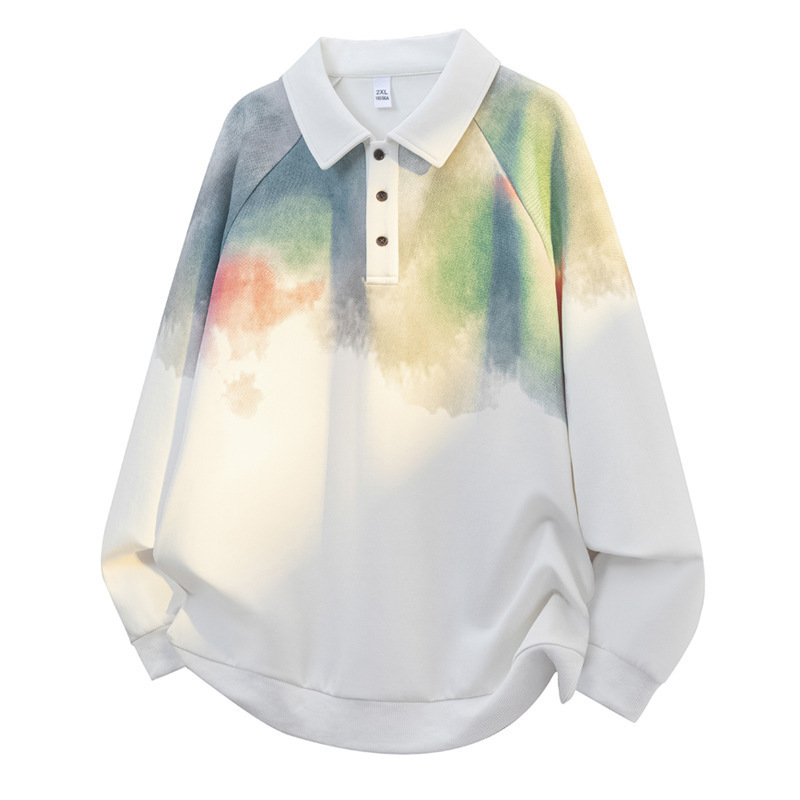 American Retro Trendy Tie-Dye Lapel Sweatshirt Men's New Spring and Autumn Loose Versatile Long-Sleeve Top American Retro Trendy Tie-Dye Lapel Sweatshirt Men's New Spring and Autumn Loose Versatile Long-Sleeve Top