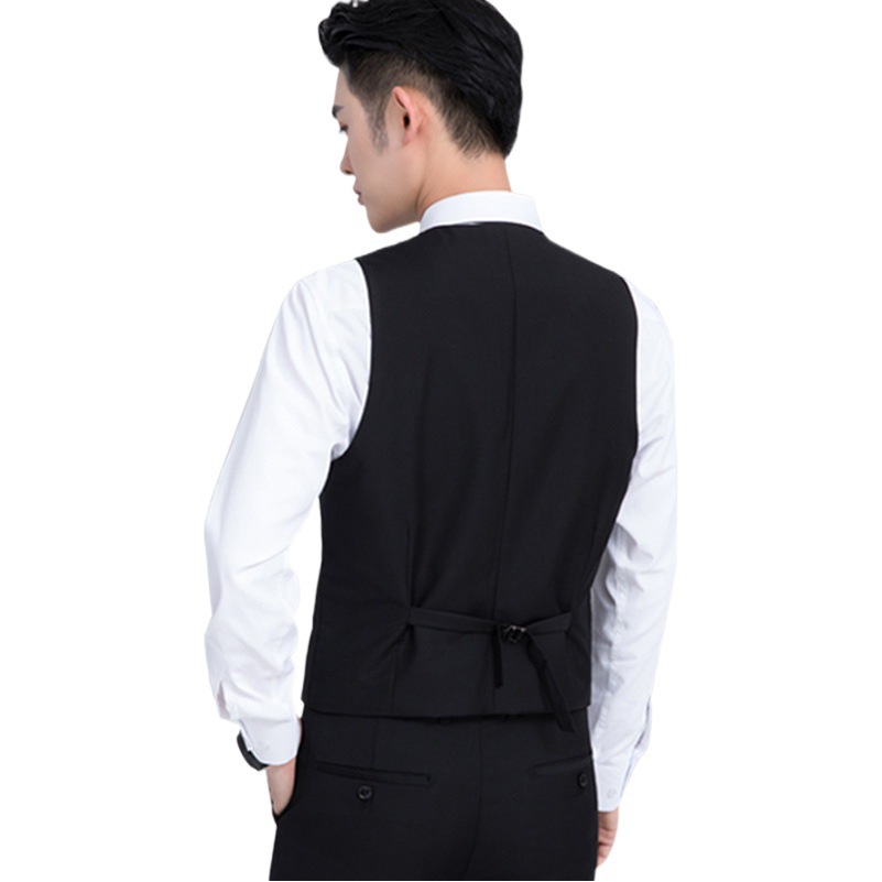 Spring and Autumn New Korean Style Men's Slim Vest Suit Waistoutwear Vest Work Clothes Groomsman Professional Wear Vest Jacket