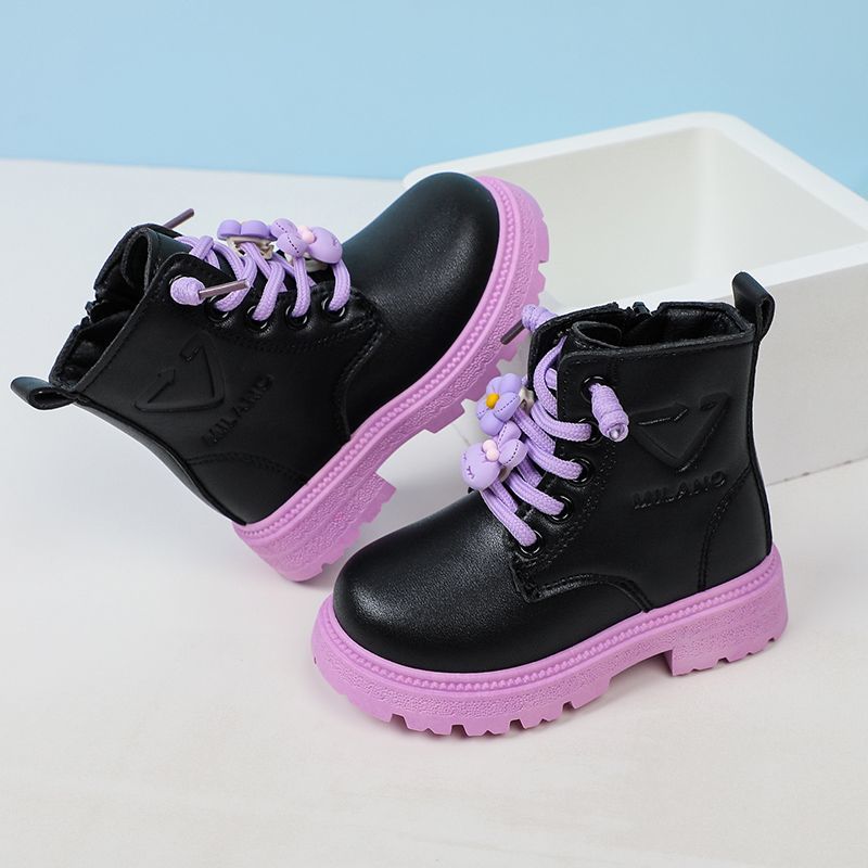 Children's Spring and Autum Boots for Boys and Girls, Small and Medium-Sized Kidsren's Leather Boots, Flats, Trendyy Sneakers, Baby High-Top Waterproof