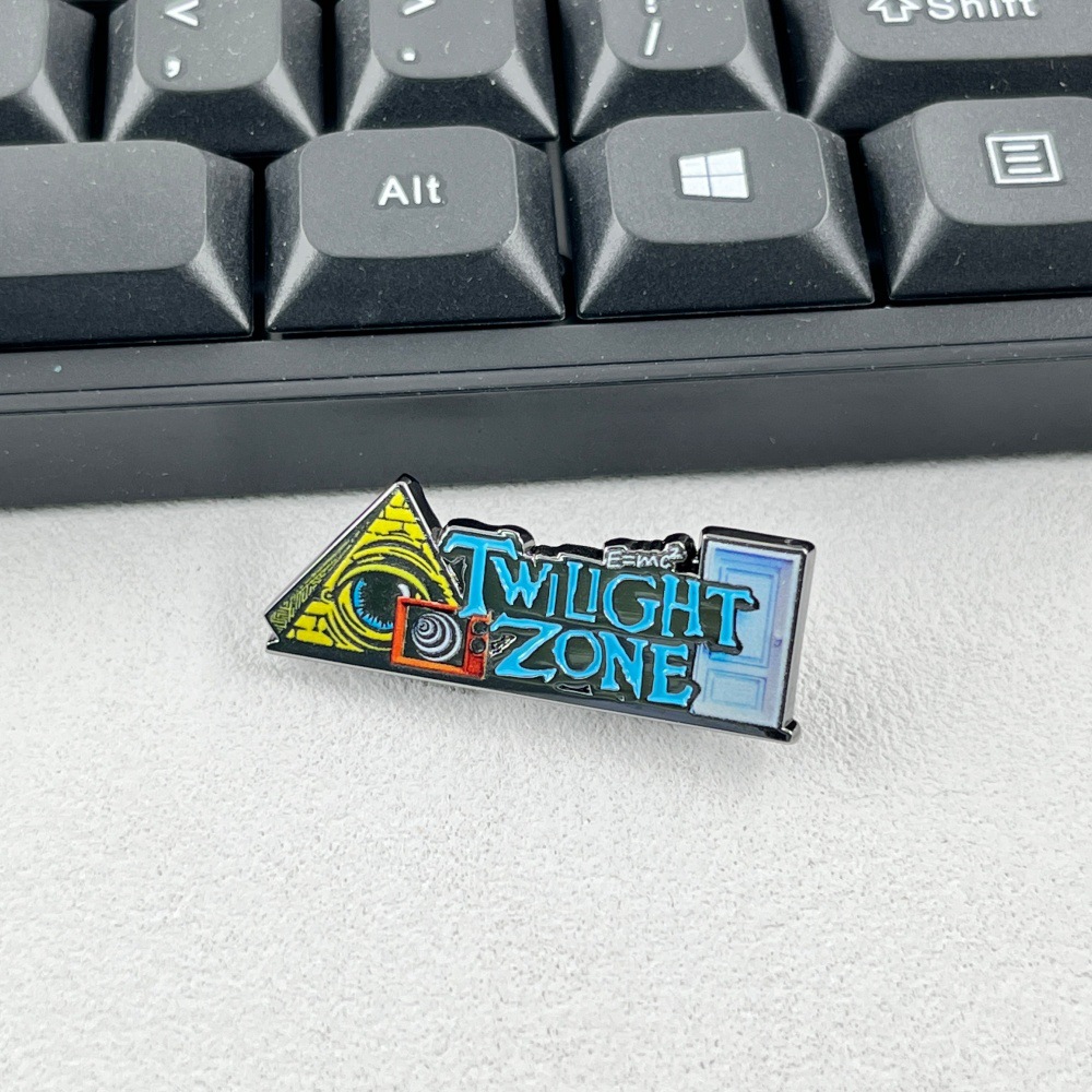 Time-Traveling Enamel Brooch, Pyramid Eye of Prophecy, Vintage TV Metal Badge, Sci-Fi Movie Pin
