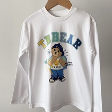 现货韩版童装国内专柜外贸尾单男童蓝袖白身长袖T恤TTLA241202K