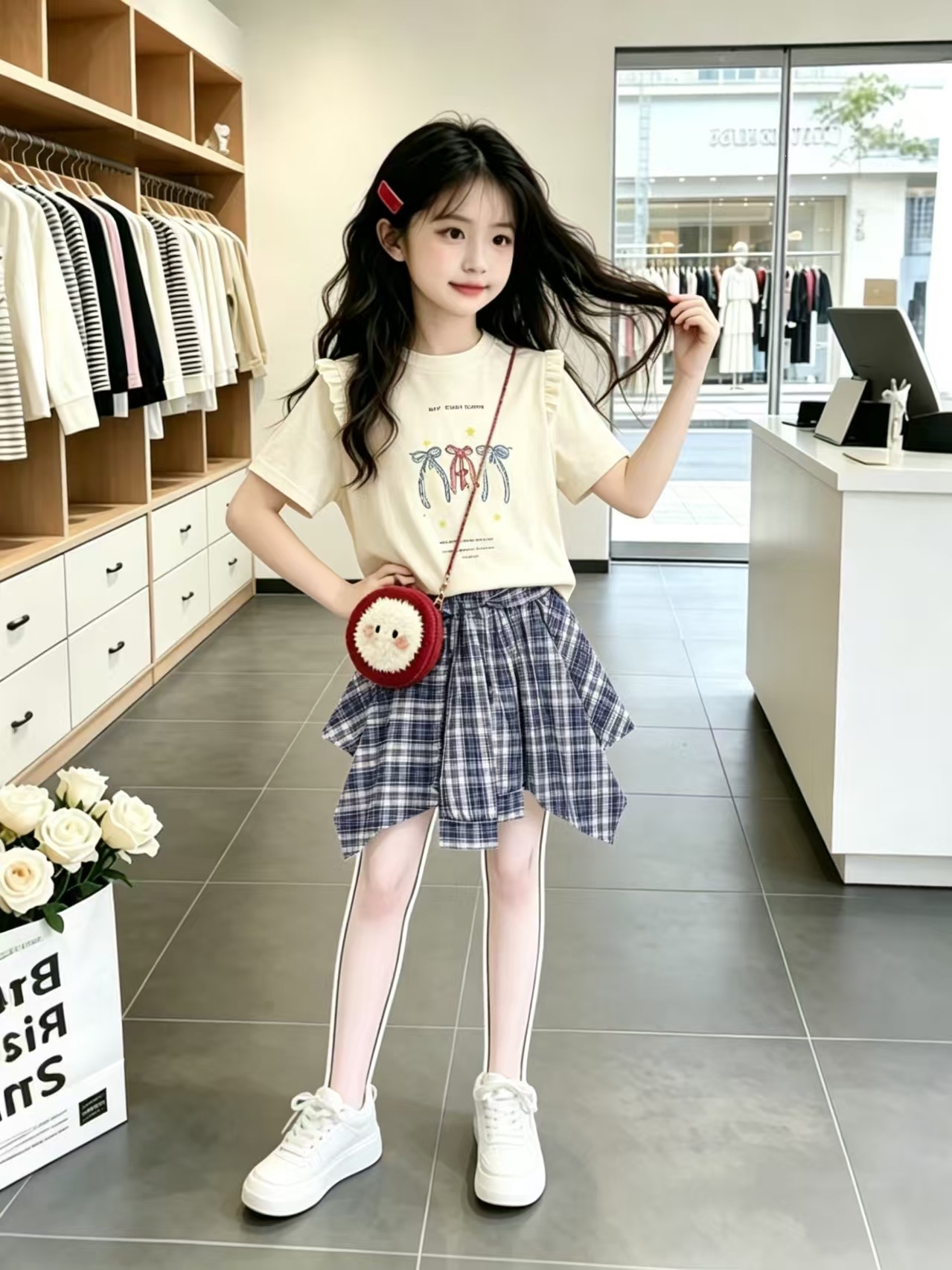 2026 New Summer Children's Dopamine Dress - High-End Elementary School Girl Set