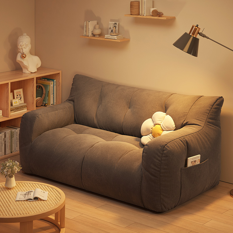Fabric Sofa Living Room Small Apartment 2025 New Rental House Double Three Person Tatami Rest Area Lazy Sofa