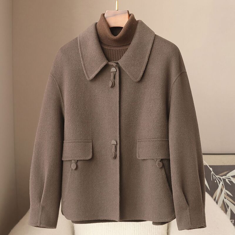 Small Quantity Women's Casual 10% Cashmere Wool Coat 2026 Spring New High-End Double-Sided Woolen Jacket Small Quantity Women's Casual 10% Cashmere Wool Coat 2026 Spring New High-End Double-Sided Woolen Jacket