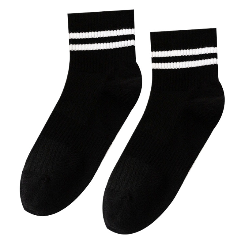 Estilo Harajuku a rayas calcetines en blanco y negro calcetines de color sólido barras paralelas patrón vertical calcetines en blanco y negro pareja media pantorrilla calcetines de algodón estilo universitario