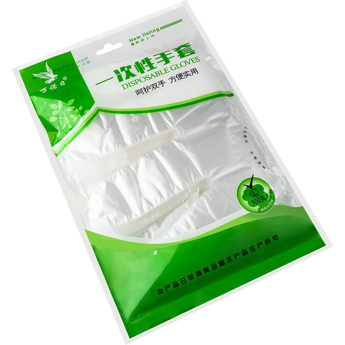 Disposable gloves food grade thickened PE transparent plastic 100 pieces household commercial protective film gloves wholesale