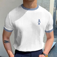 日韓新款男裝 外貿氣質修身T恤 夏季百搭圓領短袖 針織衫男SR0107