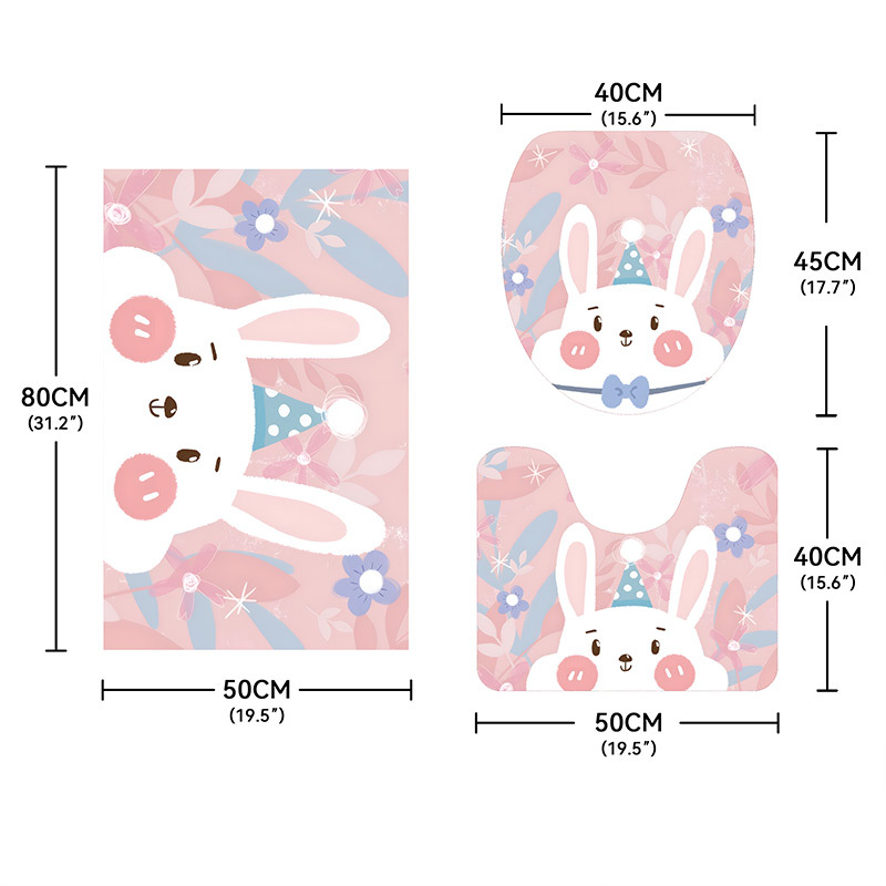 Bathroom mat, absorbent floor mat, household carpet, cartoon toilet, U-shaped foot mat, anti slip washbasin entrance_voghion.com
