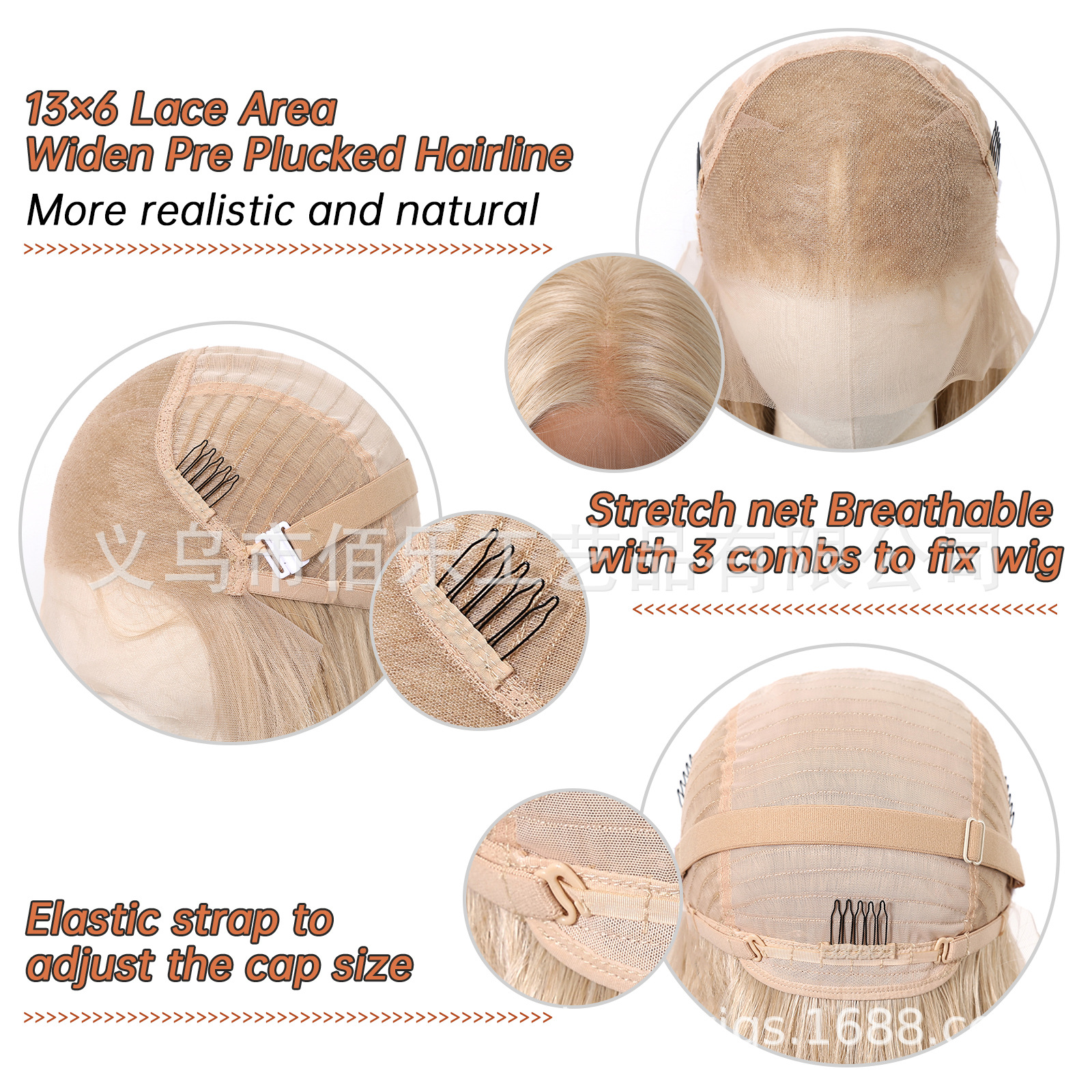 Gran área de encaje pelucas 13 * 6 capas doradas de cabello largo recto cubierta de cabeza europea y americana spot wiglace transfronterizo image 4