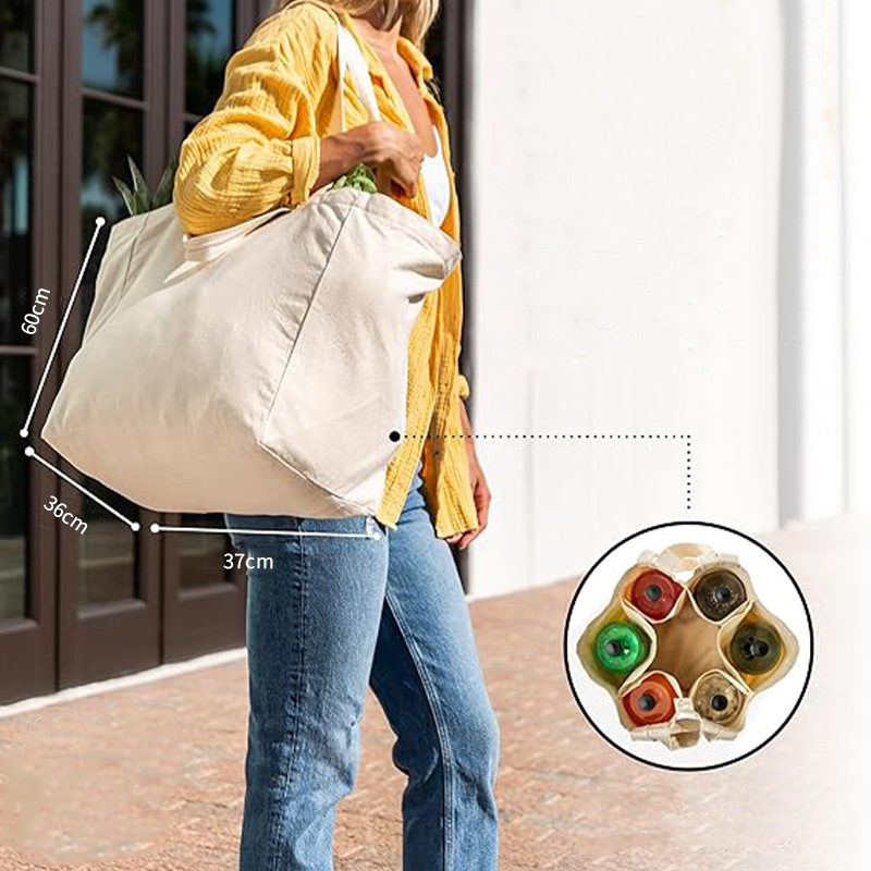 Bolsa de comestibles de lienzo sólido, bolsa de hombro de compras de gran capacidad, bolsa de compras multifuncional, cinturón de hombro