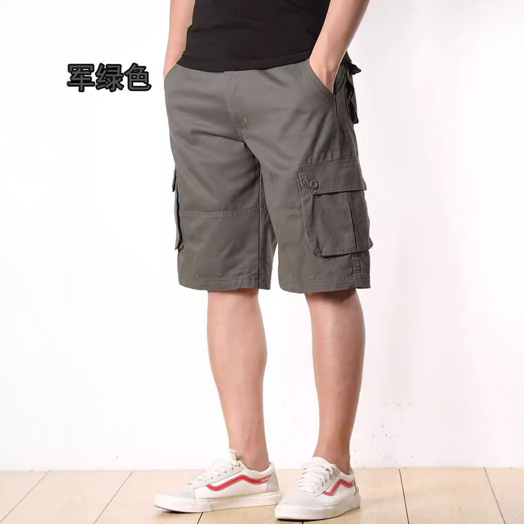 Moda nuevo verano más el tamaño de los hombres ropa de trabajo de gran bolsillo playa casual pantalones cortos de algodón listo para usar lavado moda