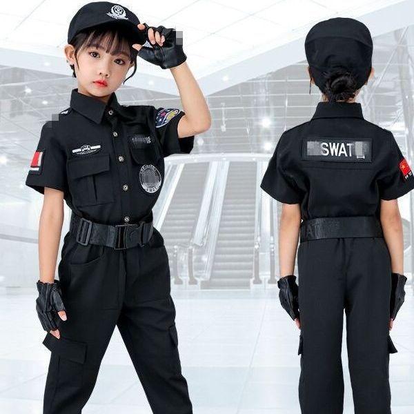 Uniforme de policía especial para niños pequeño uniforme de rendimiento de la policía kindergarten niños y niñas pequeño uniforme de rendimiento de la policía pequeño juego de roles de oficial de policía