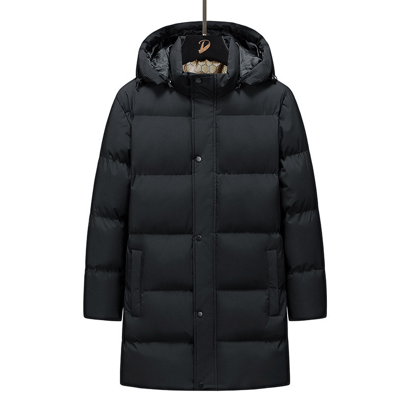 New Autumn/Winter Style Solid Color Plus Size Graphene Mid-Length Hooded Cotton-padded Jacket for Men, Sports & Cross-border Cotton-padded Coat