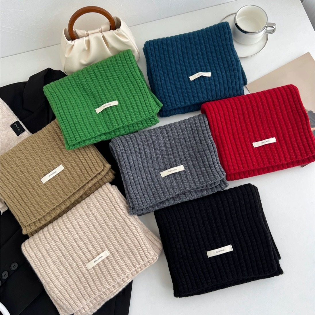 High-end Australia 100% pure wool knitted scarf women's all-matching basic couple scarf winter New Men's