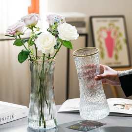 特大号玻璃花瓶水养富贵竹花瓶大口径束腰花瓶ins风客厅装饰摆件
